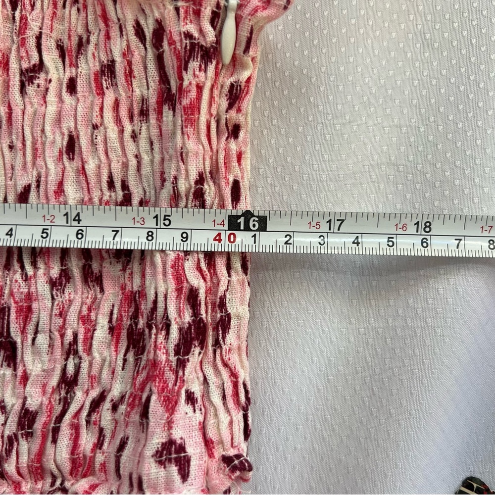 ZARA NWT 2024 Pink Linen Blend Printed Midi Dress Ruched Elastic Top Size XL - Picture 12 of 13